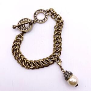 Heidi Daus Pearl Charm Bracelet Toggle Closure
